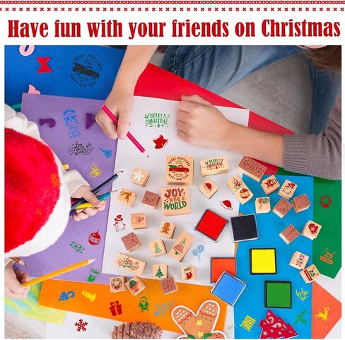 Yexiya 48 Pieces Valentine Stamps Wooden Rubber Stamps with Ink Pad Colored Pencil Ink Pad Coloring Pencil Art Supplies Set for DIY Party Favor Gift(Bunny Style) in Saudi Arabia