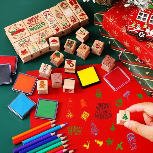 Yexiya 48 Pieces Valentine Stamps Wooden Rubber Stamps with Ink Pad Colored Pencil Ink Pad Coloring Pencil Art Supplies Set for DIY Party Favor Gift(Bunny Style) in Saudi Arabia