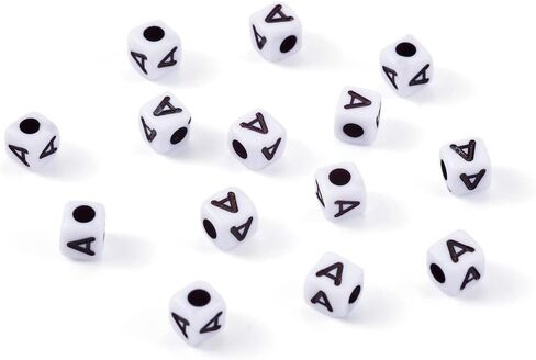240pcs Opaque Acrylic Letter E Cube Beads White Plastic Alphabet Loose Spacer Square Beads 4-5mm for DIY Name Bracelet Necklace Jewelry Crafts Making Hole: 1.8mm in Kuwait