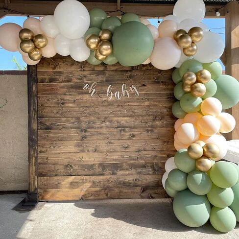 DBKL 158Pcs Sage Green Balloon Garland Arch Kit - Balloon Arch With Sage Green, White, Sand White and Gold Latex Balloons Arch Kit for Forest Safari Jungle Tropical Theme Decorations in Kuwait