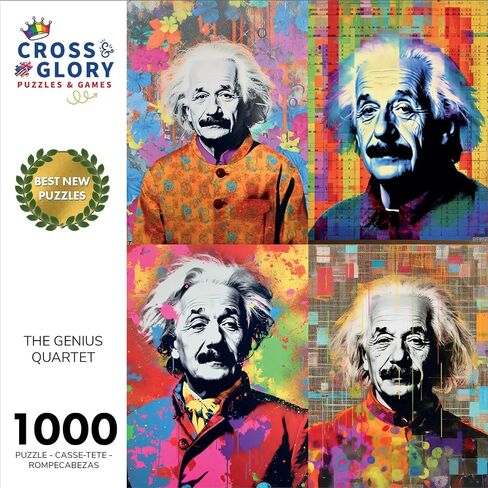 The Genius Quartet - أفضل أحجية الصور المقطوعة الجديدة المكونة من 1000 قطعة للبالغين - تصميم حصري لفن البوب ​​ألبرت أينشتاين - ألغاز ممتازة صديقة للبيئة من Cross & Glory - هدية مثالية لمحبي الألغاز in Kuwait