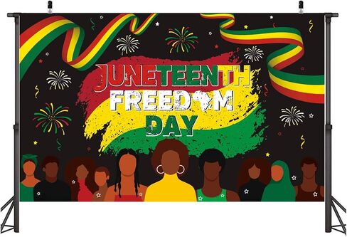 لافتة حفلات كبيرة الحجم من Juneteenth، لافتة حفلات الأمريكيين السود، يوم الحرية، زينة احتفالية، لافتة حفلات الاستقلال Juneteenth in Kuwait