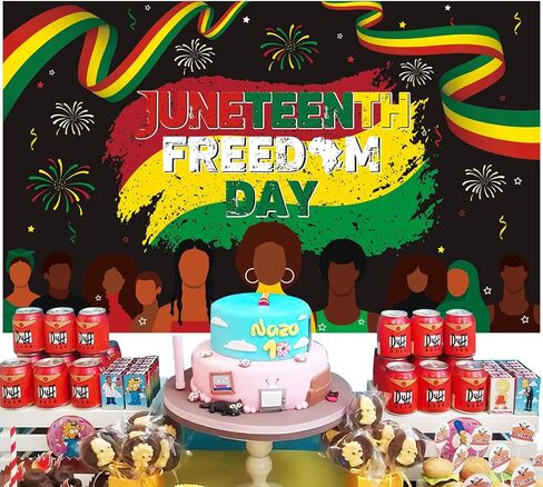 لافتة حفلات كبيرة الحجم من Juneteenth، لافتة حفلات الأمريكيين السود، يوم الحرية، زينة احتفالية، لافتة حفلات الاستقلال Juneteenth in Kuwait