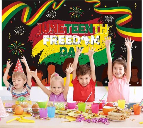 لافتة حفلات كبيرة الحجم من Juneteenth، لافتة حفلات الأمريكيين السود، يوم الحرية، زينة احتفالية، لافتة حفلات الاستقلال Juneteenth in Kuwait