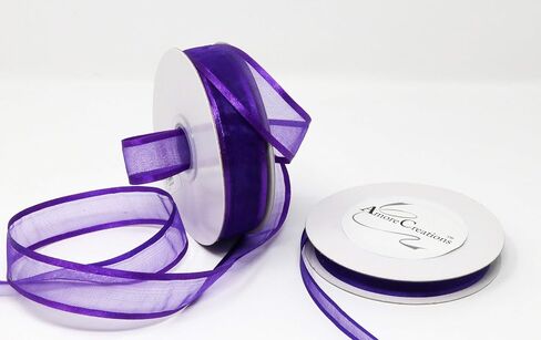 AmoreCreations 5/8 Inch x 25yds Organza Ribbon with Satin Trim for Wedding Baby Shower Gifts DIY Bows Craft Dancer Wands and More - Colors Guaranteed by AmoreCreations (Burgundy) in Saudi Arabia