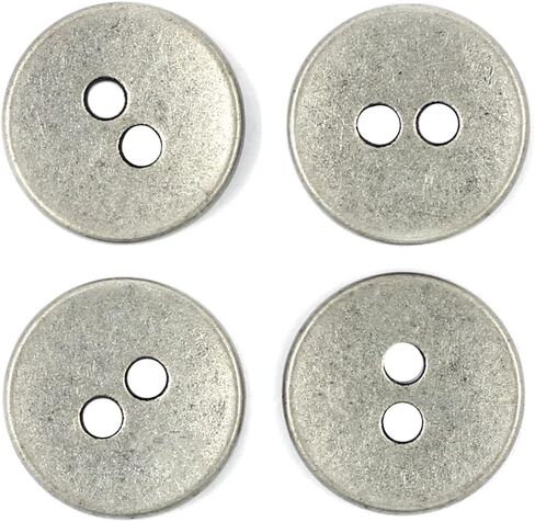Bezelry 30 Pieces Concave Metal Hole Buttons. 15mm (5/8 inch) (Antique Silver) in Saudi Arabia