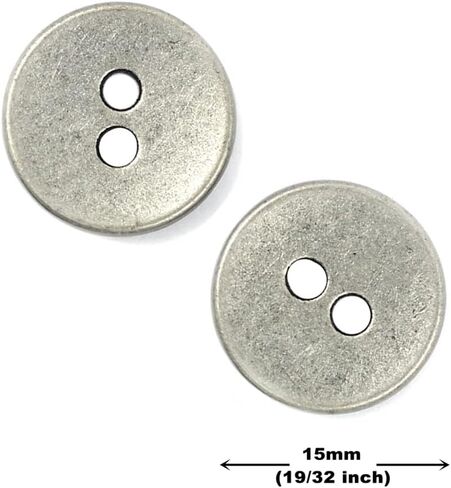 Bezelry 30 Pieces Concave Metal Hole Buttons. 15mm (5/8 inch) (Antique Silver) in Saudi Arabia