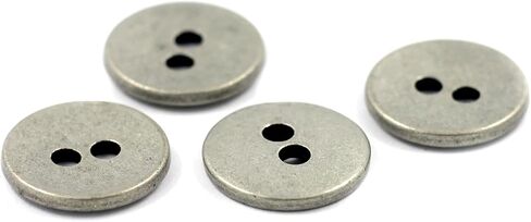 Bezelry 30 Pieces Concave Metal Hole Buttons. 15mm (5/8 inch) (Antique Silver) in Saudi Arabia