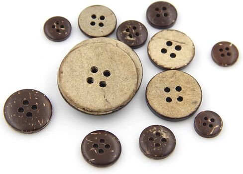 AKOAK 100 Pcs Natural Coconut Shell Button, Round Ornament Buckle, DIY Crafts/Scrapbook/Sewing/Clothing Buckle, Four Holes, Safe Sewing (10 MM) in Saudi Arabia