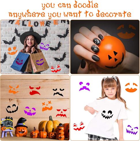 24 Pieces Halloween Pumpkin Faces Stencil Plastic Pumpkin Drawing Templates Pumpkin Pattern Stencils Reusable Face Art Stencils for Pumpkin Carving DIY Painting Crafting in Saudi Arabia