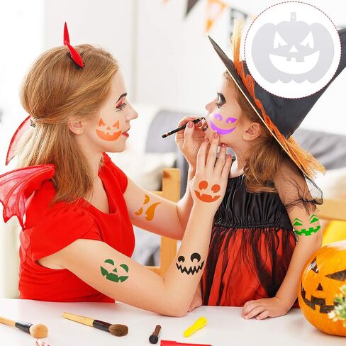 24 Pieces Halloween Pumpkin Faces Stencil Plastic Pumpkin Drawing Templates Pumpkin Pattern Stencils Reusable Face Art Stencils for Pumpkin Carving DIY Painting Crafting in Saudi Arabia