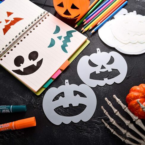 24 Pieces Halloween Pumpkin Faces Stencil Plastic Pumpkin Drawing Templates Pumpkin Pattern Stencils Reusable Face Art Stencils for Pumpkin Carving DIY Painting Crafting in Saudi Arabia