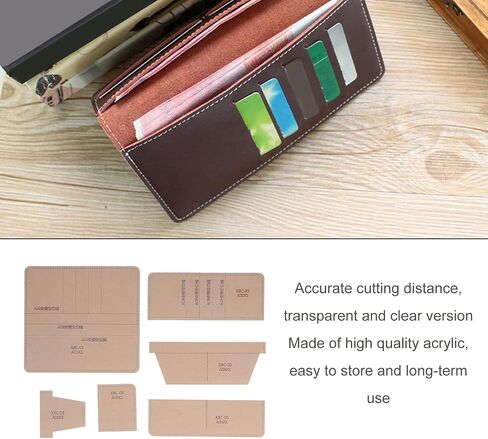 Long Wallet Acrylic Template,6Pcs DIY Leathercraft Clear Acrylic Wallet Pattern Stencil Transparent Handmade Leather Goods for DIY Tool in Saudi Arabia