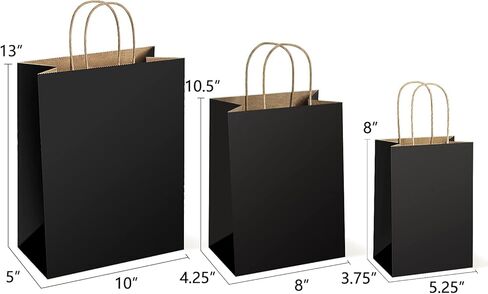 حقائب هدايا UCGOU مقاس 5.25 × 3.75 × 8 و8 × 4.25 × 10.5 و10 × 5 × 13 بوصة مقاس مختلط 75 قطعة إجماليًا - 25 قطعة لكل كيس ورق كرافت بني مع مقابض وحقائب تسوق وحقائب هدايا للحفلات وحقائب الهدايا الجيدة in Kuwait