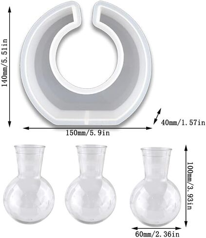 Playing Mold Ellipse Vase Holder Resin Molds Silicone for Vase, with 3 Resin Round vases, for DIY Vase Container Home Office Desktop Decoration Crafts in Kuwait