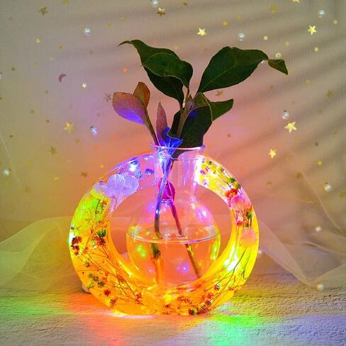 Playing Mold Ellipse Vase Holder Resin Molds Silicone for Vase, with 3 Resin Round vases, for DIY Vase Container Home Office Desktop Decoration Crafts in Kuwait