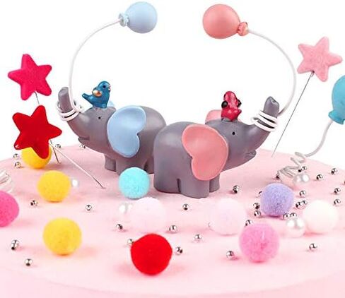 زوج واحد من أغطية الكيك من Sunormi باللون الأزرق والوردي مع بالونات تزيين الكعك لحفلات استقبال المولود الجديد للبنات والأولاد والبنات وديكور كعكة عيد ميلاد للأطفال in Kuwait