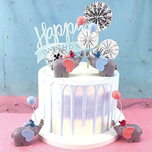 زوج واحد من أغطية الكيك من Sunormi باللون الأزرق والوردي مع بالونات تزيين الكعك لحفلات استقبال المولود الجديد للبنات والأولاد والبنات وديكور كعكة عيد ميلاد للأطفال in Kuwait