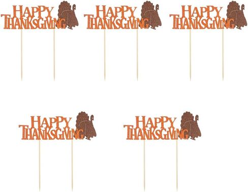 BinaryABC Happy Thanksgiving Cake Topper Cake Picks,Thanksgiving Cake Decorations Party Supplies, Fall Themed Party Decoration,5Pcs in Saudi Arabia
