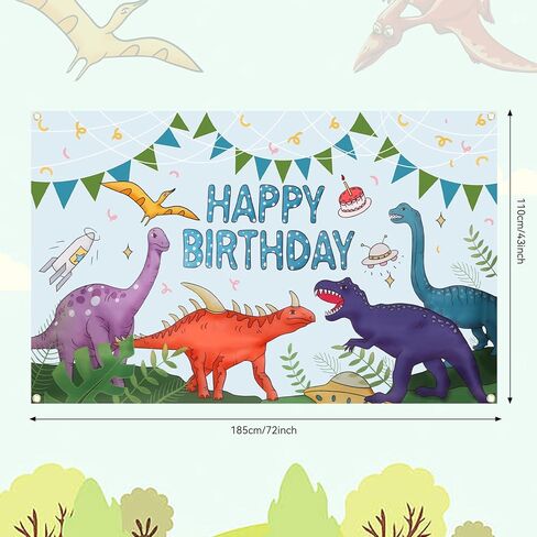 294PCS Dinosaur Birthday Party Supplies - Complete Kids Dinosaur Party Decorations Set with Dinosaur Backdrop, Tablecloth, Plates, Cups, Cutlery, Balloon Arch, Decorations, and Stickers in Kuwait
