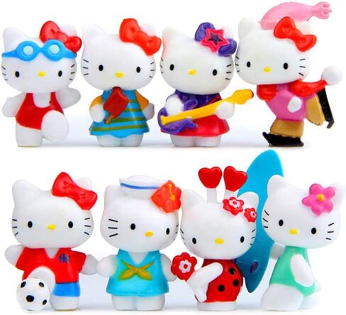 هايستايل مجموعة العاب شخصيات قطط لطيفة مكونة من 8 قطع، مجموعة العاب مجسمات صغيرة لتزيين الكيك والنباتات وتزيين السيارات in Kuwait