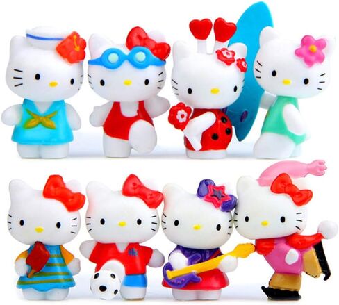 هايستايل مجموعة العاب شخصيات قطط لطيفة مكونة من 8 قطع، مجموعة العاب مجسمات صغيرة لتزيين الكيك والنباتات وتزيين السيارات in Kuwait