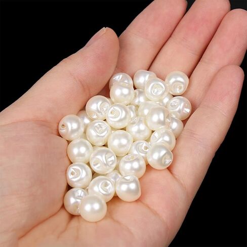 KuuGuu 200 PCS 10mm Round Pearl Button Bulk with Hole White Plastic Pearl Bead Decoration Accessories,DIY Craft Sewing Shirt Skirt Dress Sweater Jacket Wedding Gown Costume Jewelry Gift in Saudi Arabia
