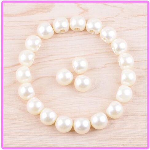 KuuGuu 200 PCS 10mm Round Pearl Button Bulk with Hole White Plastic Pearl Bead Decoration Accessories,DIY Craft Sewing Shirt Skirt Dress Sweater Jacket Wedding Gown Costume Jewelry Gift in Saudi Arabia