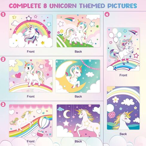 wernnsai ملصقات نقطية فن حرفة للأطفال من سن 4 إلى 8 سنوات - مجموعة أنشطة فنية لملصقات نقطية 8 موضوع يونيكورن مع ملصقات لا فوضى، مجموعات حرفية رسم خالية من الفوضى للأطفال الصغار الفتيات تعلم ما قبل المدرسة in Kuwait