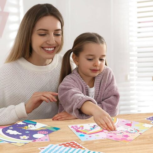 wernnsai ملصقات نقطية فن حرفة للأطفال من سن 4 إلى 8 سنوات - مجموعة أنشطة فنية لملصقات نقطية 8 موضوع يونيكورن مع ملصقات لا فوضى، مجموعات حرفية رسم خالية من الفوضى للأطفال الصغار الفتيات تعلم ما قبل المدرسة in Kuwait