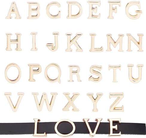 WADORN 26pcs Letter Slide Charms, Gold Alphabet Letter A-Z Beads Charms 11.5-12mm Hole Zinc Alloy Letter Pendants DIY Jewelry Crafts Accessories for Bracelet Wristbands Necklace Choker Making in Saudi Arabia