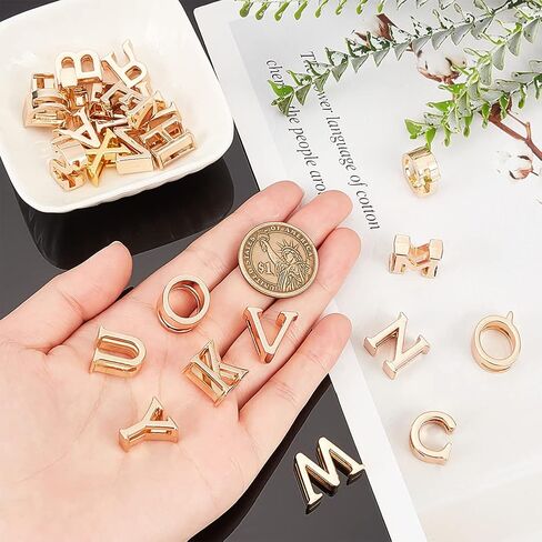 WADORN 26pcs Letter Slide Charms, Gold Alphabet Letter A-Z Beads Charms 11.5-12mm Hole Zinc Alloy Letter Pendants DIY Jewelry Crafts Accessories for Bracelet Wristbands Necklace Choker Making in Saudi Arabia
