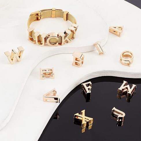 WADORN 26pcs Letter Slide Charms, Gold Alphabet Letter A-Z Beads Charms 11.5-12mm Hole Zinc Alloy Letter Pendants DIY Jewelry Crafts Accessories for Bracelet Wristbands Necklace Choker Making in Saudi Arabia