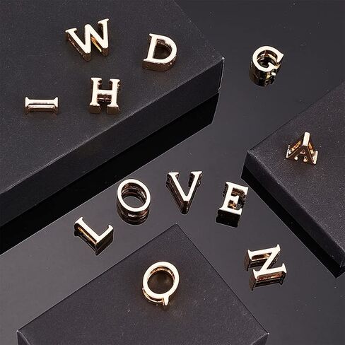 WADORN 26pcs Letter Slide Charms, Gold Alphabet Letter A-Z Beads Charms 11.5-12mm Hole Zinc Alloy Letter Pendants DIY Jewelry Crafts Accessories for Bracelet Wristbands Necklace Choker Making in Saudi Arabia