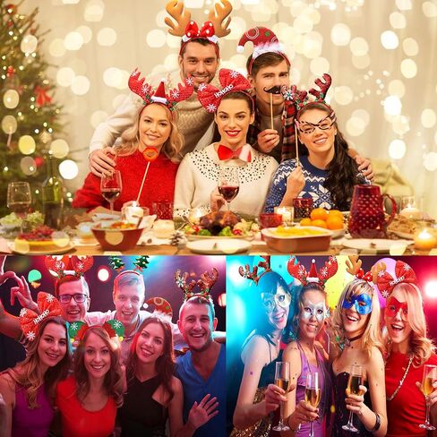 12 قطعة من عصابات الرأس لحفلات أعياد الميلاد زي رأس عيد الميلاد قبعة القبعات القبعات الجان حزب عصابات رأس الرنة in Kuwait