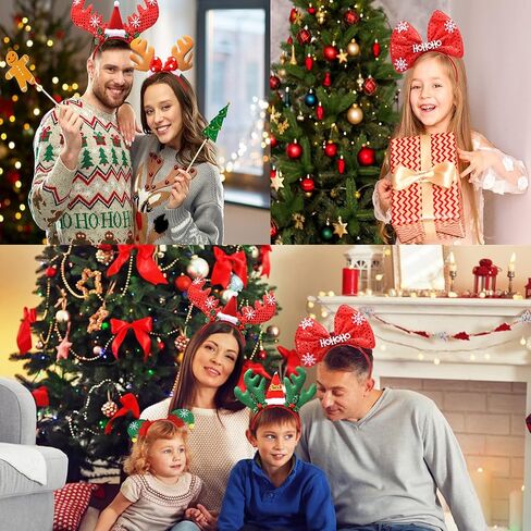 12 قطعة من عصابات الرأس لحفلات أعياد الميلاد زي رأس عيد الميلاد قبعة القبعات القبعات الجان حزب عصابات رأس الرنة in Kuwait