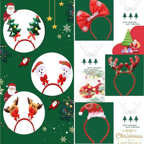 12 قطعة من عصابات الرأس لحفلات أعياد الميلاد زي رأس عيد الميلاد قبعة القبعات القبعات الجان حزب عصابات رأس الرنة in Kuwait