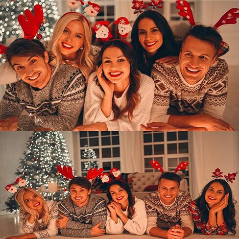 12 قطعة من عصابات الرأس لحفلات أعياد الميلاد زي رأس عيد الميلاد قبعة القبعات القبعات الجان حزب عصابات رأس الرنة in Kuwait