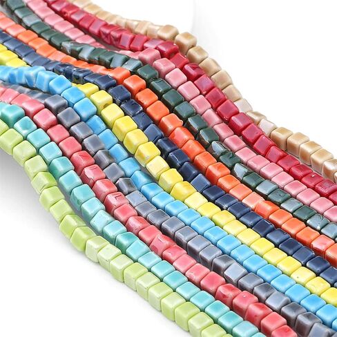 UUYYEO 30 قطعة 6 مم مكعب خرز سيراميك مربع بورسلين خرز فاصل خرز حرفي صنع المجوهرات إكسسوار لصنع الأساور باللون الوردي in Saudi Arabia