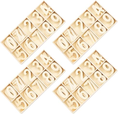 مجموعة أرقام خشبية 200 قطعة أبجدية خشبية للحرف اليدوية، أرقام خشبية غير مكتملة أرقام خشبية 0-9 مع منظم شبكة فرز مناسبة لتعلم تنوير الأطفال وتزيين المنزل in Kuwait