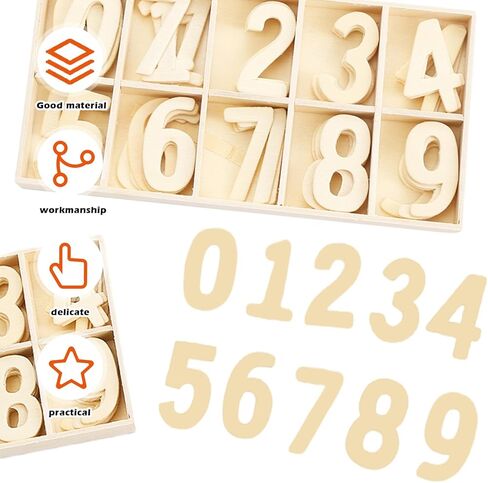 مجموعة أرقام خشبية 200 قطعة أبجدية خشبية للحرف اليدوية، أرقام خشبية غير مكتملة أرقام خشبية 0-9 مع منظم شبكة فرز مناسبة لتعلم تنوير الأطفال وتزيين المنزل in Kuwait