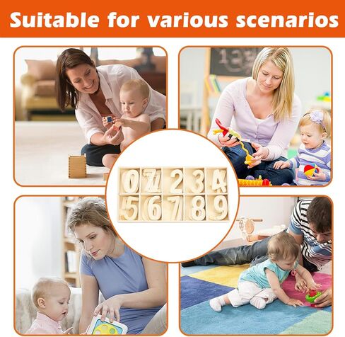 مجموعة أرقام خشبية 200 قطعة أبجدية خشبية للحرف اليدوية، أرقام خشبية غير مكتملة أرقام خشبية 0-9 مع منظم شبكة فرز مناسبة لتعلم تنوير الأطفال وتزيين المنزل in Kuwait