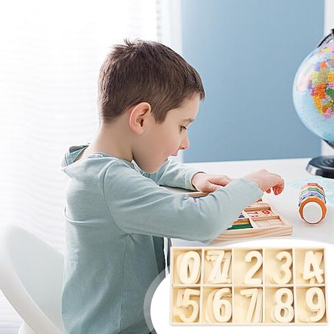 مجموعة أرقام خشبية 200 قطعة أبجدية خشبية للحرف اليدوية، أرقام خشبية غير مكتملة أرقام خشبية 0-9 مع منظم شبكة فرز مناسبة لتعلم تنوير الأطفال وتزيين المنزل in Kuwait