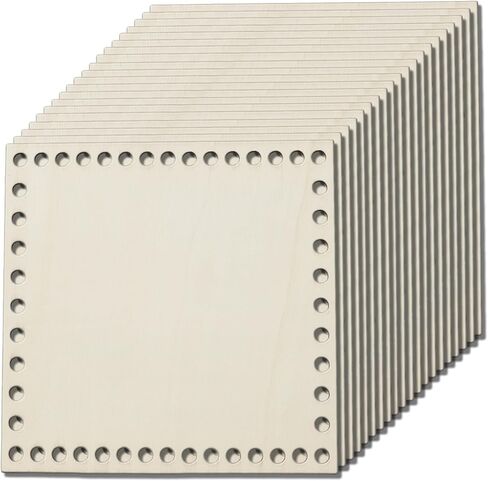 20 Pack Basswood Sheets for Crafts 6 x 6 inch Unfinished Blank Wooden Square Slice Wooden Cutouts with Holes for Laser Cutting, Wood Burning, Door Hanger, Architectural Models in Kuwait