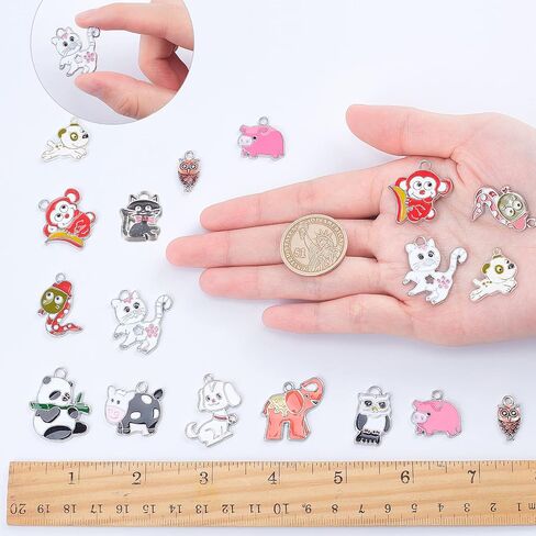 SUNNYCLUE 36Pcs Assorted Enamel Charms Gold Plated Animal Cat Panda Cow Dog Charms Pendants for Jewelry Making Necklace Earrings Bracelet Craft Findings in Saudi Arabia