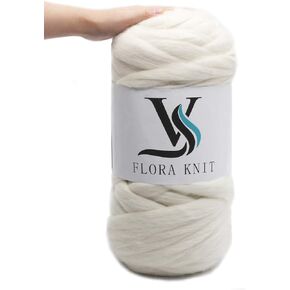 4.4LB 44Yards Super Chunky Wool Roving Yarn- Big Thickness Merino Woolen Large for Arm Knitting,Crocheting Felting,Making Rugs Blanket and Crafts (Cream, SuperChunky 4.4LB)