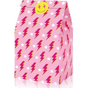 24 قطعة من اكياس هدايا حفلات بريبي من جارثينا ايه ام سي اس، اكياس هدايا ورقية بلون زهري فاقع مع ملصقات وجه مبتسم، اكياس حلوى لحفلات توديع العزوبية وحفلات الزفاف واعياد الميلاد in Kuwait