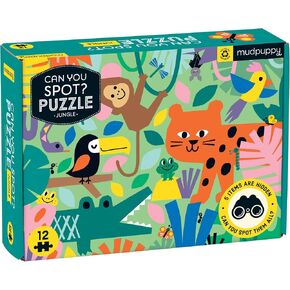 Mudpuppy Jungle Can You Spot? Puzzle from Mudpuppy - 12 Piece Jigsaw Puzzle Featuring Colorful Jungle Animals and 5 Things to Search and Find, 18" x 13.75", Ages 2+ in Saudi Arabia