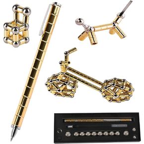 قلم لعبة iSkelter Fidget، قلم لعبة تململ مغناطيسي لتخفيف الضغط للأطفال البالغين، لعبة تململ قلم مغناطيسي معدني متعدد الوظائف قابل للتشوه لتخفيف الضغط، قلم كتابة مغناطيسي هدية (قلم ذهبي)