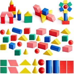 Hiboom 280 Pcs 3D Shapes Geometric Solid for Teaching Wood Mini Geometric Shapes Colorful Education Blocks Classroom Manipulatives Blocks for Geometry Math Learning Kindergarten Preschool in Saudi Arabia